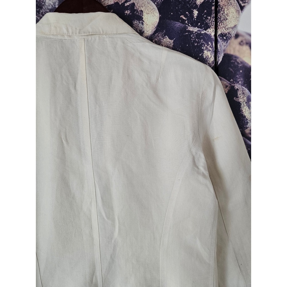 Martine Douvier Paris Off White Linen Avant Garde Hook Closure Blazer Jacket - Picture 8 of 8